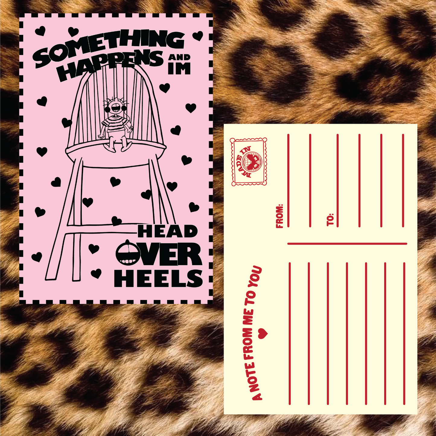 'Head Over Heels' Love Note Postcard